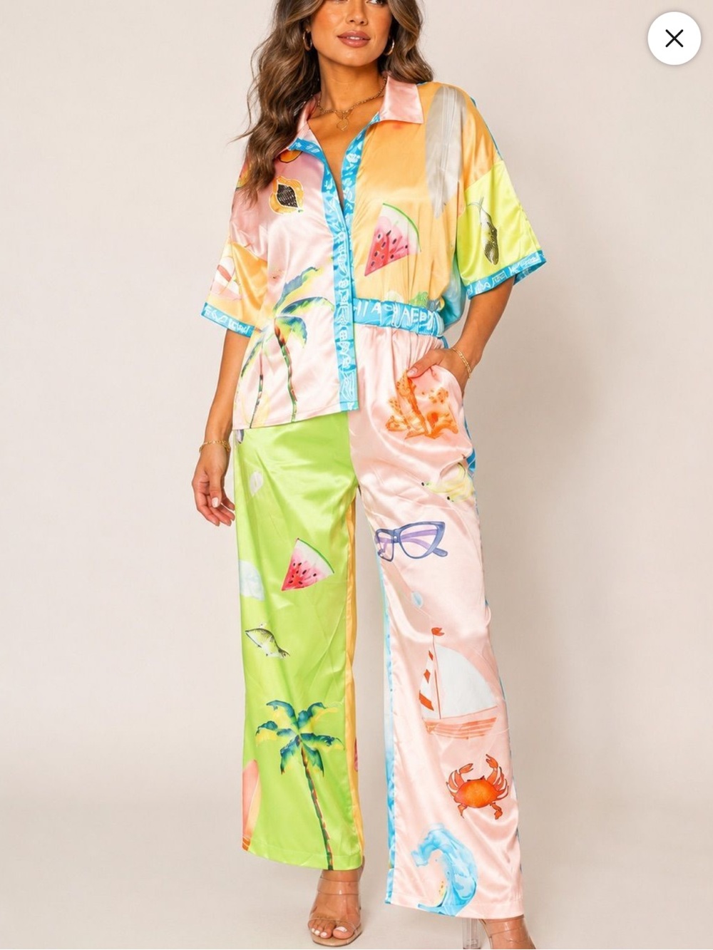 Endless Moon Resort wear  set wide leg pant not too wide )and top New!  Large